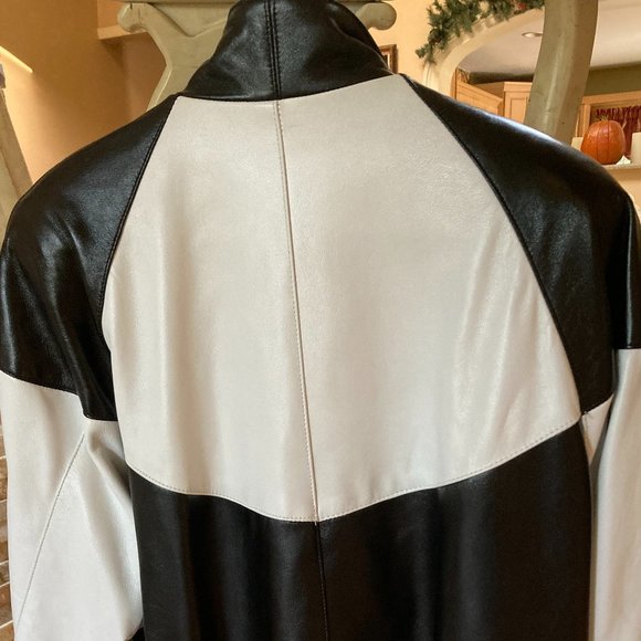 TALK OF THE WALK buttery soft black and white Leather Jacket - Picture 3 of 7